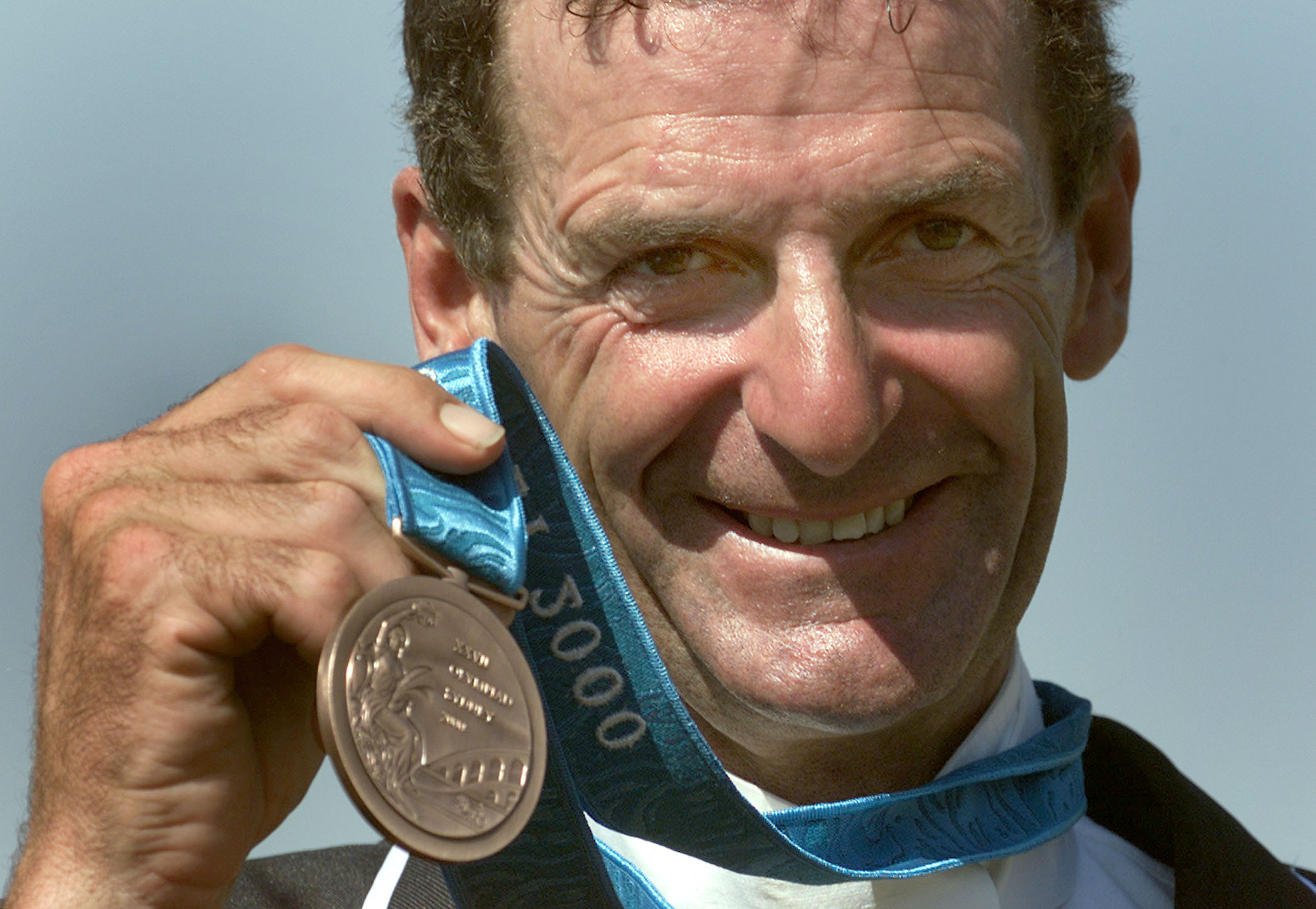 Mark Todd after he won an Olympic Bronze medal on Eyespy II in the Individual Three-Day Event, at Horsley Park, Sydney Olympics.