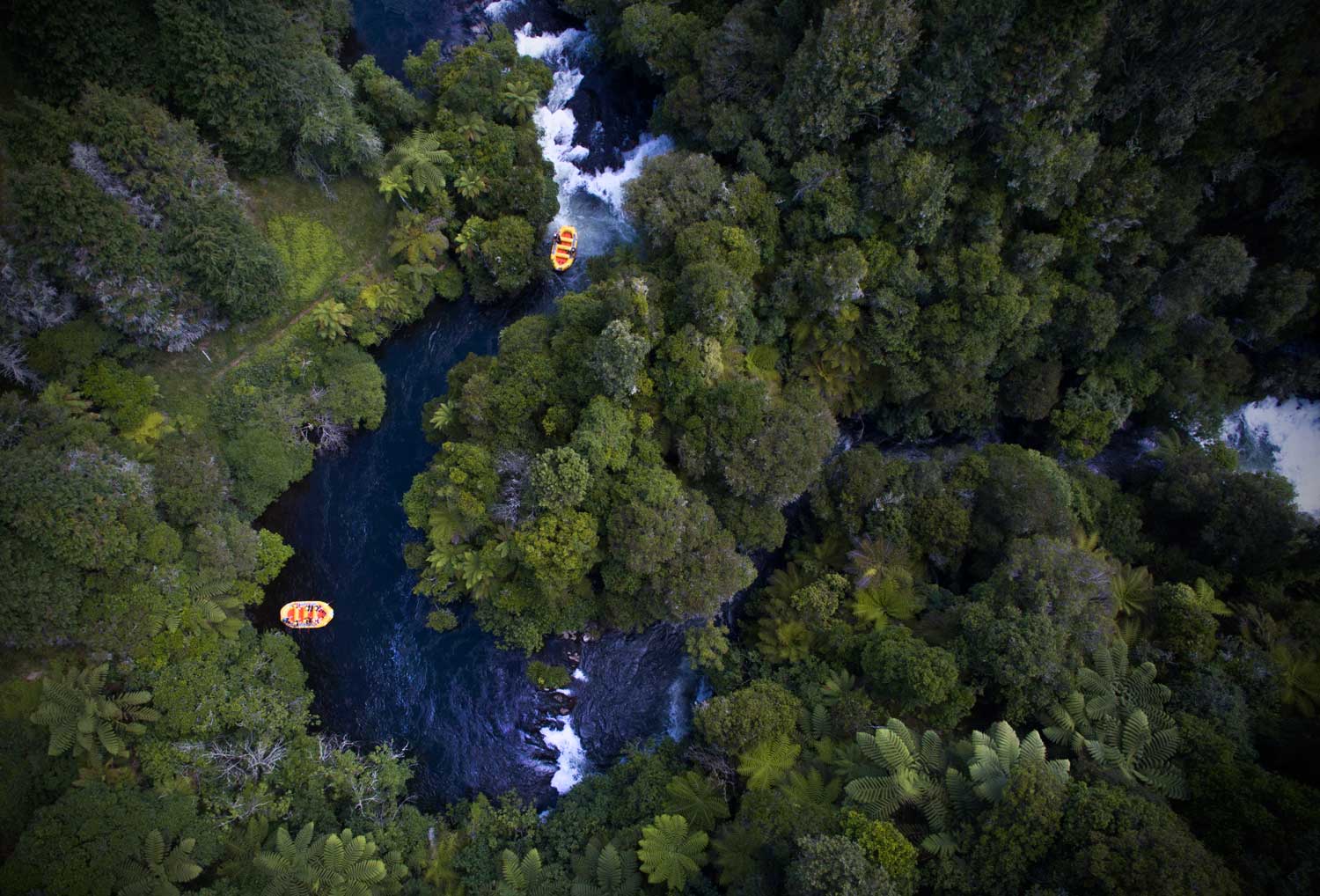 Rafts on the upper section of the Kaituna River.